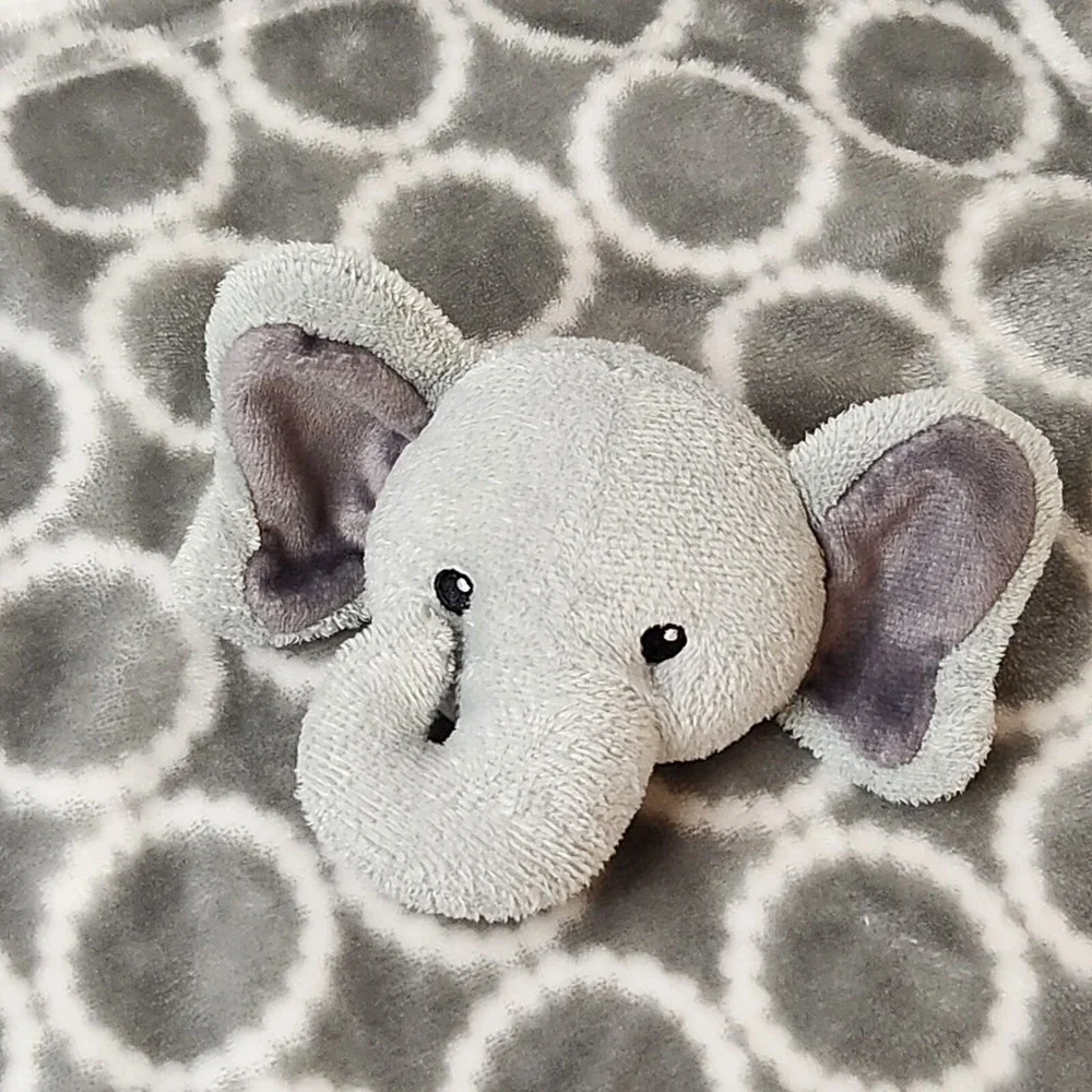 HB Hudson Baby Elephant Lovey Security Blanket Gray White Circle  12.5